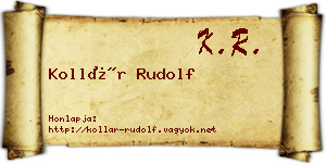 Kollár Rudolf névjegykártya