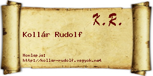 Kollár Rudolf névjegykártya